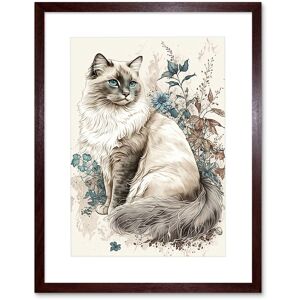 Artery8 Wall Art Print Blue Point Ragdoll Cat with Flowers Watercolour Artwork Framed 9X7 Inch in Brown Size: W7" x H9" Brown W7" x H9" Artery8 Wall Art Print Blue Point Ragdoll Cat with Flowers Watercolour Artwork Framed 9X7 Inch in Brown Size: W7" x H9" Brown W7" x H9"
