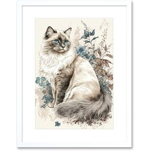 Artery8 Wall Art Print Blue Point Ragdoll Cat with Flowers Watercolour Artwork Framed 9X7 Inch in White Size: W7" x H9" White W7" x H9" Artery8 Wall Art Print Blue Point Ragdoll Cat with Flowers Watercolour Artwork Framed 9X7 Inch in White Size: W7" x H9" White W7" x H9"