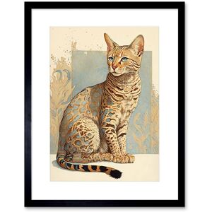Artery8 Wall Art Print Ocicat Cat with Turquoise Rosette Pattern Fur Modern Watercolour Artwork Framed 9X7 Inch in Black Size: W7" x H9" Black W7" x H9" Artery8 Wall Art Print Ocicat Cat with Turquoise Rosette Pattern Fur Modern Watercolour Artwork Framed 9X7 Inch in Black Size: W7" x H9" Black W7" x H9"