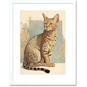 Artery8 Wall Art Print Ocicat Cat with Turquoise Rosette Pattern Fur Modern Watercolour Artwork Framed 9X7 Inch in White Size: W7" x H9" White W7" x H9" Artery8 Wall Art Print Ocicat Cat with Turquoise Rosette Pattern Fur Modern Watercolour Artwork Framed 9X7 Inch in White Size: W7" x H9" White W7" x H9"