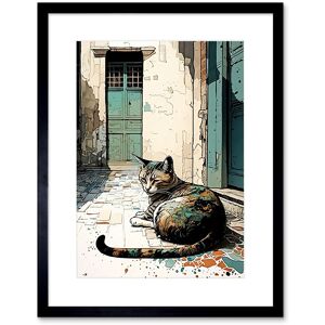 Artery8 Wall Art Print Street Cat Sunbathing on Cobblestone Street Modern Artwork Framed 9X7 Inch in Black Size: W7" x H9" Black W7" x H9" Artery8 Wall Art Print Street Cat Sunbathing on Cobblestone Street Modern Artwork Framed 9X7 Inch in Black Size: W7" x H9" Black W7" x H9"
