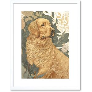 Artery8 Wall Art Print Golden Retriever Dog in Nature Soft Pastel Colour Artwork Framed 9X7 Inch in White Size: W7" x H9" White W7" x H9" Artery8 Wall Art Print Golden Retriever Dog in Nature Soft Pastel Colour Artwork Framed 9X7 Inch in White Size: W7" x H9" White W7" x H9"