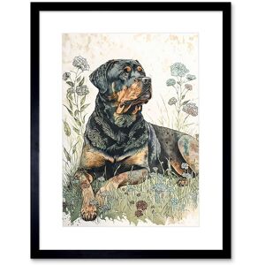 Artery8 Wall Art Print Rottweiler Dog Lying in Wildflowers Bright Watercolour Artwork Framed 9X7 Inch in Black Size: W7" x H9" Black W7" x H9" Artery8 Wall Art Print Rottweiler Dog Lying in Wildflowers Bright Watercolour Artwork Framed 9X7 Inch in Black Size: W7" x H9" Black W7" x H9"