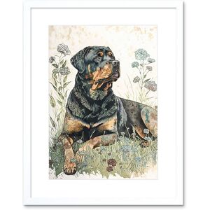 Artery8 Wall Art Print Rottweiler Dog Lying in Wildflowers Bright Watercolour Artwork Framed 9X7 Inch in White Size: W7" x H9" White W7" x H9" Artery8 Wall Art Print Rottweiler Dog Lying in Wildflowers Bright Watercolour Artwork Framed 9X7 Inch in White Size: W7" x H9" White W7" x H9"