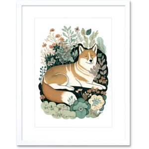 Artery8 Wall Art Print Shiba Inu Dog Lying in Flower Field Modern Stylised Artwork Framed 9X7 Inch in White Size: W7" x H9" White W7" x H9" Artery8 Wall Art Print Shiba Inu Dog Lying in Flower Field Modern Stylised Artwork Framed 9X7 Inch in White Size: W7" x H9" White W7" x H9"