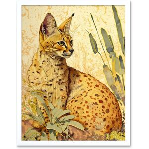Artery8 Wall Art Print Serval Cat in Nature Detailed Watercolour & Ink Bright Art Framed in White Size: W12" x H16" White W12" x H16" Artery8 Wall Art Print Serval Cat in Nature Detailed Watercolour & Ink Bright Art Framed in White Size: W12" x H16" White W12" x H16"