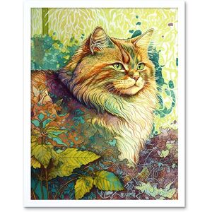 Artery8 Wall Art Print Siberian Cat in Nature Vibrant Colourful Modern Portrait Art Framed in White Size: W12" x H16" White W12" x H16" Artery8 Wall Art Print Siberian Cat in Nature Vibrant Colourful Modern Portrait Art Framed in White Size: W12" x H16" White W12" x H16"