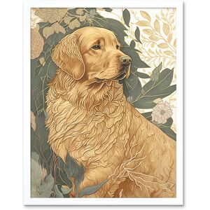 Artery8 Wall Art Print Golden Retriever Dog in Nature Soft Pastel Colour Art Framed in White Size: W12" x H16" White W12" x H16" Artery8 Wall Art Print Golden Retriever Dog in Nature Soft Pastel Colour Art Framed in White Size: W12" x H16" White W12" x H16"