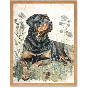 Artery8 Wall Art Print Rottweiler Dog Lying in Wildflowers Bright Watercolour Art Framed in Light Oak Size: W12" x H16" Light Oak W12" x H16" Artery8 Wall Art Print Rottweiler Dog Lying in Wildflowers Bright Watercolour Art Framed in Light Oak Size: W12" x H16" Light Oak W12" x H16"