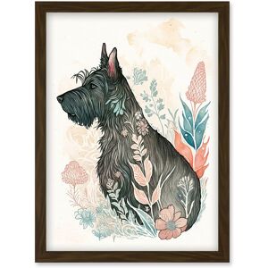 Artery8 Scottish Terrier Dog in Flower Field Bright Modern Multicoloured Watercolour Illustration Artwork Framed Wall Art Print A4 in Brown Brown Artery8 Scottish Terrier Dog in Flower Field Bright Modern Multicoloured Watercolour Illustration Artwork Framed Wall Art Print A4 in Brown Brown