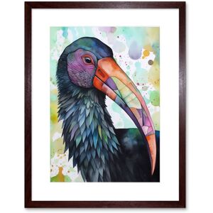 Artery8 Wall Art Print Northern Bald Ibis Bird With Multicoloured Beak Folk Art Watercolour Painting Artwork Framed 9X7 Inch Size: W7" x H9" Brown W7" x H9" Artery8 Wall Art Print Northern Bald Ibis Bird With Multicoloured Beak Folk Art Watercolour Painting Artwork Framed 9X7 Inch Size: W7" x H9" Brown W7" x H9"