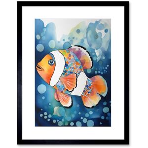 Artery8 Wall Art Print Clownfish With Multicoloured Spot Pattern Folk Art Watercolour Painting Artwork Framed 9X7 Inch in Black Size: W7" x H9" Black W7" x H9" Artery8 Wall Art Print Clownfish With Multicoloured Spot Pattern Folk Art Watercolour Painting Artwork Framed 9X7 Inch in Black Size: W7" x H9" Black W7" x H9"