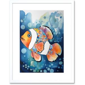 Artery8 Wall Art Print Clownfish With Multicoloured Spot Pattern Folk Art Watercolour Painting Artwork Framed 9X7 Inch in White Size: W7" x H9" White W7" x H9" Artery8 Wall Art Print Clownfish With Multicoloured Spot Pattern Folk Art Watercolour Painting Artwork Framed 9X7 Inch in White Size: W7" x H9" White W7" x H9"