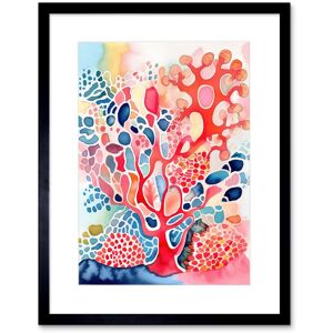 Artery8 Wall Art Print Pink & Blue Coral Folk Art Watercolour Painting Artwork Framed 9X7 Inch in Black Size: W7" x H9" Black W7" x H9" Artery8 Wall Art Print Pink & Blue Coral Folk Art Watercolour Painting Artwork Framed 9X7 Inch in Black Size: W7" x H9" Black W7" x H9"