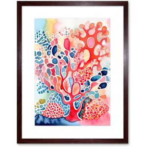 Artery8 Wall Art Print Pink & Blue Coral Folk Art Watercolour Painting Artwork Framed 9X7 Inch in Brown Size: W7" x H9" Brown W7" x H9" Artery8 Wall Art Print Pink & Blue Coral Folk Art Watercolour Painting Artwork Framed 9X7 Inch in Brown Size: W7" x H9" Brown W7" x H9"