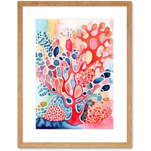 Artery8 Wall Art Print Pink & Blue Coral Folk Art Watercolour Painting Artwork Framed 9X7 Inch in Beige Size: W7" x H9" Beige W7" x H9" Artery8 Wall Art Print Pink & Blue Coral Folk Art Watercolour Painting Artwork Framed 9X7 Inch in Beige Size: W7" x H9" Beige W7" x H9"