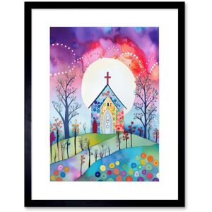 Artery8 Wall Art Print Countryside Chapel In Full Moon Spring Night Folk Art Watercolour Painting Artwork Framed 9X7 Inch in Black Size: W7" x H9" Black W7" x H9" Artery8 Wall Art Print Countryside Chapel In Full Moon Spring Night Folk Art Watercolour Painting Artwork Framed 9X7 Inch in Black Size: W7" x H9" Black W7" x H9"