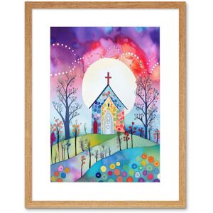 Artery8 Wall Art Print Countryside Chapel In Full Moon Spring Night Folk Art Watercolour Painting Artwork Framed 9X7 Inch in Beige Size: W7" x H9" Beige W7" x H9" Artery8 Wall Art Print Countryside Chapel In Full Moon Spring Night Folk Art Watercolour Painting Artwork Framed 9X7 Inch in Beige Size: W7" x H9" Beige W7" x H9"