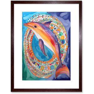 Artery8 Wall Art Print Rainbow Dolphin & Pattern Hoop Folk Art Watercolour Painting Artwork Framed 9X7 Inch in Brown Size: W7" x H9" Brown W7" x H9" Artery8 Wall Art Print Rainbow Dolphin & Pattern Hoop Folk Art Watercolour Painting Artwork Framed 9X7 Inch in Brown Size: W7" x H9" Brown W7" x H9"
