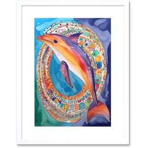 Artery8 Wall Art Print Rainbow Dolphin & Pattern Hoop Folk Art Watercolour Painting Artwork Framed 9X7 Inch in White Size: W7" x H9" White W7" x H9" Artery8 Wall Art Print Rainbow Dolphin & Pattern Hoop Folk Art Watercolour Painting Artwork Framed 9X7 Inch in White Size: W7" x H9" White W7" x H9"