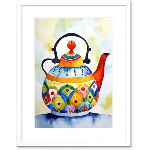 Artery8 Wall Art Print Enamelled Patterned Teapot Tea Kettle Folk Art Watercolour Painting Artwork Framed 9X7 Inch in White Size: W7" x H9" White W7" x H9" Artery8 Wall Art Print Enamelled Patterned Teapot Tea Kettle Folk Art Watercolour Painting Artwork Framed 9X7 Inch in White Size: W7" x H9" White W7" x H9"