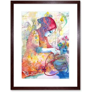 Artery8 Wall Art Print Woman Planting Flowers Lace Pattern Folk Art Watercolour Painting Artwork Framed 9X7 Inch in Brown Size: W7" x H9" Brown W7" x H9" Artery8 Wall Art Print Woman Planting Flowers Lace Pattern Folk Art Watercolour Painting Artwork Framed 9X7 Inch in Brown Size: W7" x H9" Brown W7" x H9"