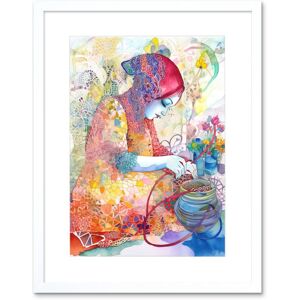 Artery8 Wall Art Print Woman Planting Flowers Lace Pattern Folk Art Watercolour Painting Artwork Framed 9X7 Inch in White Size: W7" x H9" White W7" x H9" Artery8 Wall Art Print Woman Planting Flowers Lace Pattern Folk Art Watercolour Painting Artwork Framed 9X7 Inch in White Size: W7" x H9" White W7" x H9"