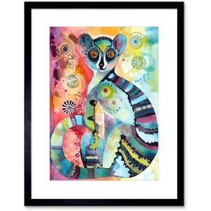 Artery8 Wall Art Print Striped Ring-Tailed Lemur Multicoloured Folk Art Watercolour Painting Artwork Framed 9X7 Inch in Black Size: W7" x H9" Black W7" x H9" Artery8 Wall Art Print Striped Ring-Tailed Lemur Multicoloured Folk Art Watercolour Painting Artwork Framed 9X7 Inch in Black Size: W7" x H9" Black W7" x H9"