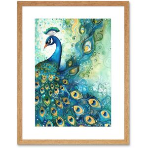 Artery8 Wall Art Print Peacock Bird Concept Folk Art Watercolour Painting Artwork Framed 9X7 Inch in Beige Size: W7" x H9" Beige W7" x H9" Artery8 Wall Art Print Peacock Bird Concept Folk Art Watercolour Painting Artwork Framed 9X7 Inch in Beige Size: W7" x H9" Beige W7" x H9"