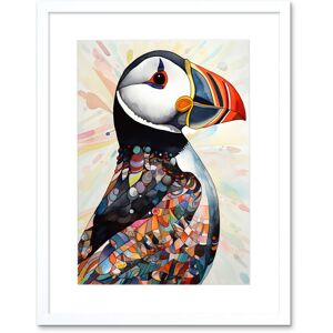 Artery8 Wall Art Print Multicolour Pattern Feather Puffin Bird Folk Artwork Framed 9X7 Inch in White Size: W7" x H9" White W7" x H9" Artery8 Wall Art Print Multicolour Pattern Feather Puffin Bird Folk Artwork Framed 9X7 Inch in White Size: W7" x H9" White W7" x H9"