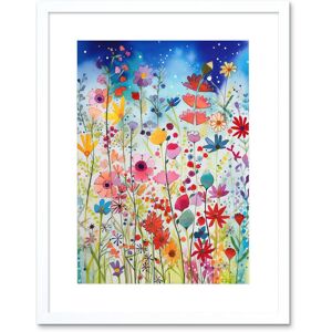 Artery8 Wall Art Print Summer Wildflower Meadow Folk Artwork Framed 9X7 Inch in White Size: W7" x H9" White W7" x H9" Artery8 Wall Art Print Summer Wildflower Meadow Folk Artwork Framed 9X7 Inch in White Size: W7" x H9" White W7" x H9"