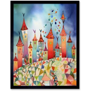 Artery8 Wall Art Print Celebration Day Cityscape Processional Street Folk Art Watercolour Painting Art Framed in Black Size: W12" x H16" Black W12" x H16" Artery8 Wall Art Print Celebration Day Cityscape Processional Street Folk Art Watercolour Painting Art Framed in Black Size: W12" x H16" Black W12" x H16"