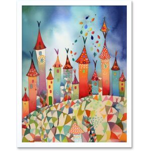 Artery8 Wall Art Print Celebration Day Cityscape Processional Street Folk Art Watercolour Painting Art Framed in White Size: W12" x H16" White W12" x H16" Artery8 Wall Art Print Celebration Day Cityscape Processional Street Folk Art Watercolour Painting Art Framed in White Size: W12" x H16" White W12" x H16"