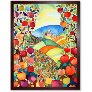 Artery8 Wall Art Print Apple Tree Orchard Fields In Summer Folk Art Landscape Watercolour Painting Art Framed in Brown Size: W12" x H16" Brown W12" x H16" Artery8 Wall Art Print Apple Tree Orchard Fields In Summer Folk Art Landscape Watercolour Painting Art Framed in Brown Size: W12" x H16" Brown W12" x H16"