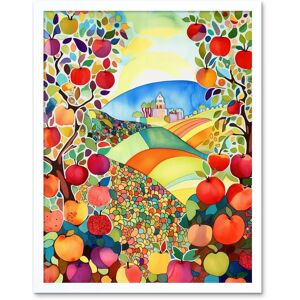 Artery8 Wall Art Print Apple Tree Orchard Fields In Summer Folk Art Landscape Watercolour Painting Art Framed in White Size: W12" x H16" White W12" x H16" Artery8 Wall Art Print Apple Tree Orchard Fields In Summer Folk Art Landscape Watercolour Painting Art Framed in White Size: W12" x H16" White W12" x H16"