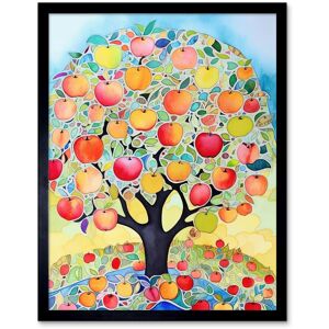 Artery8 Wall Art Print Apple Tree Fruit Harvest Day Folk Art Bright Watercolour Painting Art Framed in Black Size: W12" x H16" Black W12" x H16" Artery8 Wall Art Print Apple Tree Fruit Harvest Day Folk Art Bright Watercolour Painting Art Framed in Black Size: W12" x H16" Black W12" x H16"