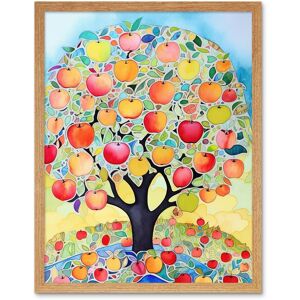 Artery8 Wall Art Print Apple Tree Fruit Harvest Day Folk Art Bright Watercolour Painting Art Framed in Light Oak Size: W12" x H16" Light Oak W12" x H16" Artery8 Wall Art Print Apple Tree Fruit Harvest Day Folk Art Bright Watercolour Painting Art Framed in Light Oak Size: W12" x H16" Light Oak W12" x H16"
