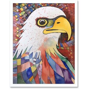 Artery8 Wall Art Print Bald Eagle Bird & Abstract Pattern Folk Art Watercolour Painting Art Framed in White Size: W12" x H16" White W12" x H16" Artery8 Wall Art Print Bald Eagle Bird & Abstract Pattern Folk Art Watercolour Painting Art Framed in White Size: W12" x H16" White W12" x H16"