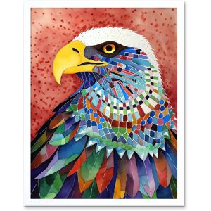 Artery8 Wall Art Print Bald Eagle Bird With Multicoloured Feathers Folk Art Watercolour Painting Art Framed in White Size: W12" x H16" White W12" x H16" Artery8 Wall Art Print Bald Eagle Bird With Multicoloured Feathers Folk Art Watercolour Painting Art Framed in White Size: W12" x H16" White W12" x H16"