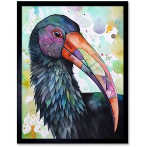 Artery8 Wall Art Print Northern Bald Ibis Bird With Multicoloured Beak Folk Art Watercolour Painting Art Framed in Black Size: W12" x H16" Black W12" x H16" Artery8 Wall Art Print Northern Bald Ibis Bird With Multicoloured Beak Folk Art Watercolour Painting Art Framed in Black Size: W12" x H16" Black W12" x H16"