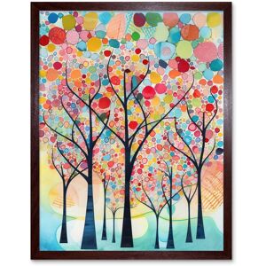 Artery8 Wall Art Print Colourful Trees Blooming In Spring Folk Art Watercolour Painting Art Framed in Brown Size: W12" x H16" Brown W12" x H16" Artery8 Wall Art Print Colourful Trees Blooming In Spring Folk Art Watercolour Painting Art Framed in Brown Size: W12" x H16" Brown W12" x H16"