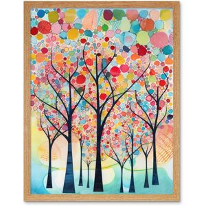 Artery8 Wall Art Print Colourful Trees Blooming In Spring Folk Art Watercolour Painting Art Framed in Light Oak Size: W12" x H16" Light Oak W12" x H16" Artery8 Wall Art Print Colourful Trees Blooming In Spring Folk Art Watercolour Painting Art Framed in Light Oak Size: W12" x H16" Light Oak W12" x H16"