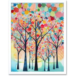 Artery8 Wall Art Print Colourful Trees Blooming In Spring Folk Art Watercolour Painting Art Framed in White Size: W12" x H16" White W12" x H16" Artery8 Wall Art Print Colourful Trees Blooming In Spring Folk Art Watercolour Painting Art Framed in White Size: W12" x H16" White W12" x H16"