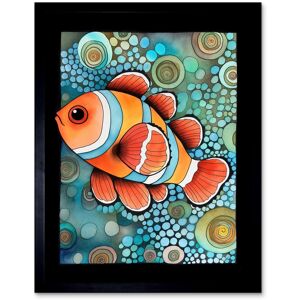 Artery8 Wall Art Print Clownfish In Coral Patterns Folk Art Watercolour Painting Art Framed in Black Size: W12" x H16" Black W12" x H16" Artery8 Wall Art Print Clownfish In Coral Patterns Folk Art Watercolour Painting Art Framed in Black Size: W12" x H16" Black W12" x H16"