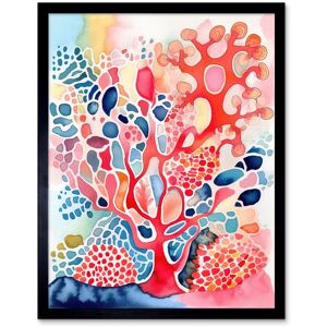 Artery8 Wall Art Print Pink & Blue Coral Folk Art Watercolour Painting Art Framed in Black Size: W12" x H16" Black W12" x H16" Artery8 Wall Art Print Pink & Blue Coral Folk Art Watercolour Painting Art Framed in Black Size: W12" x H16" Black W12" x H16"