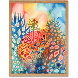 Artery8 Wall Art Print Coral Reef Folk Art Watercolour Painting Art Framed in Light Oak Size: W12" x H16" Light Oak W12" x H16" Artery8 Wall Art Print Coral Reef Folk Art Watercolour Painting Art Framed in Light Oak Size: W12" x H16" Light Oak W12" x H16"