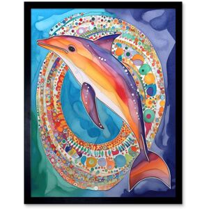 Artery8 Wall Art Print Rainbow Dolphin & Pattern Hoop Folk Art Watercolour Painting Art Framed in Black Size: W12" x H16" Black W12" x H16" Artery8 Wall Art Print Rainbow Dolphin & Pattern Hoop Folk Art Watercolour Painting Art Framed in Black Size: W12" x H16" Black W12" x H16"