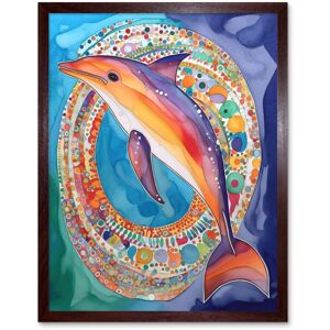 Artery8 Wall Art Print Rainbow Dolphin & Pattern Hoop Folk Art Watercolour Painting Art Framed in Brown Size: W12" x H16" Brown W12" x H16" Artery8 Wall Art Print Rainbow Dolphin & Pattern Hoop Folk Art Watercolour Painting Art Framed in Brown Size: W12" x H16" Brown W12" x H16"