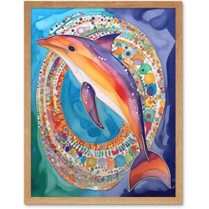 Artery8 Wall Art Print Rainbow Dolphin & Pattern Hoop Folk Art Watercolour Painting Art Framed in Light Oak Size: W12" x H16" Light Oak W12" x H16" Artery8 Wall Art Print Rainbow Dolphin & Pattern Hoop Folk Art Watercolour Painting Art Framed in Light Oak Size: W12" x H16" Light Oak W12" x H16"