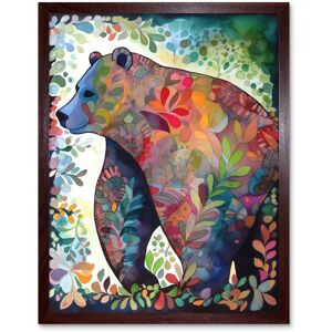 Artery8 Wall Art Print Grizzly Bear With Botanical Patterns Folk Art Watercolour Painting Art Framed in Brown Size: W12" x H16" Brown W12" x H16" Artery8 Wall Art Print Grizzly Bear With Botanical Patterns Folk Art Watercolour Painting Art Framed in Brown Size: W12" x H16" Brown W12" x H16"